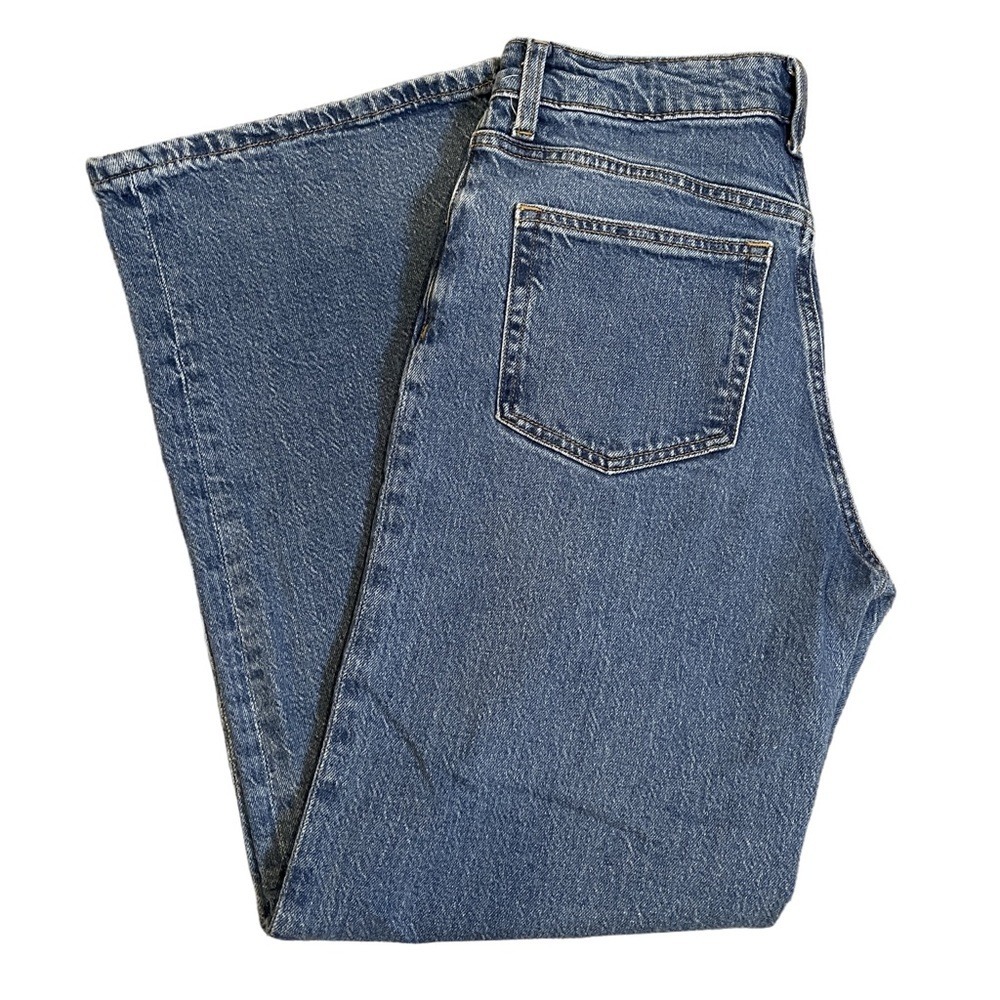 H&M‎ Wide Leg High Rise Jeans Womens 6 Blue Stretch Medium Wash Denim
